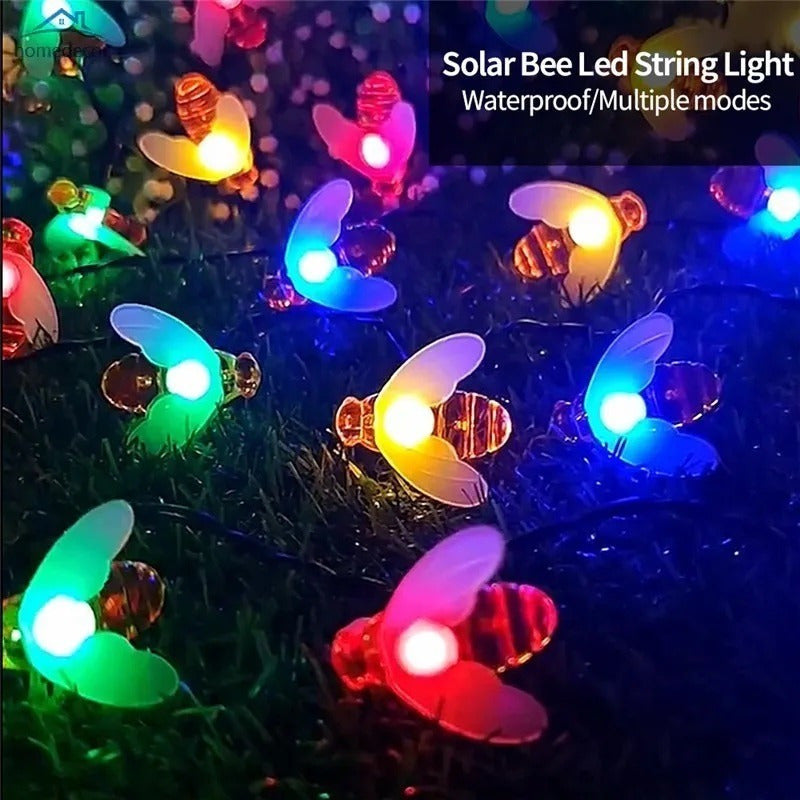 Luces De Guirnaldas Led Solar Abejas Multicolor 4m Exterior Jardin Terraza Qatarshop Decoracion Navideña Adorno Para Navidad Luces Solares Decorativas Qatar