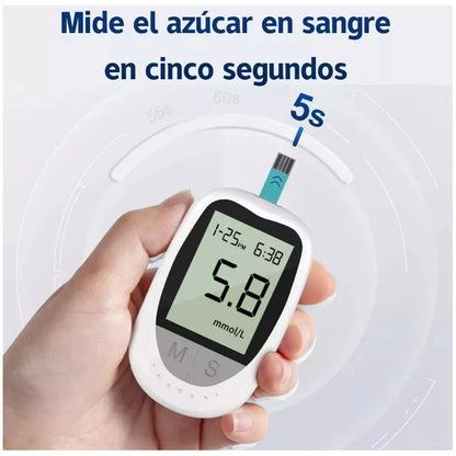 Medidor De Glicemia Glucometro Digital +50 Tiras Reactivas Y Lancetas, Color Blanco