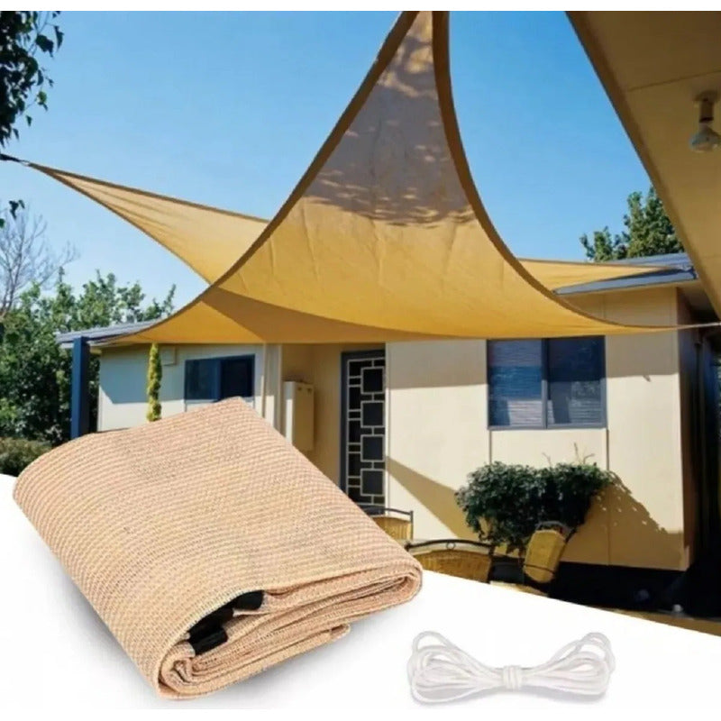 Toldo Vela Sombra Triangular 3.5x3.5x3.5 Metros Filtro Uv Color Beige