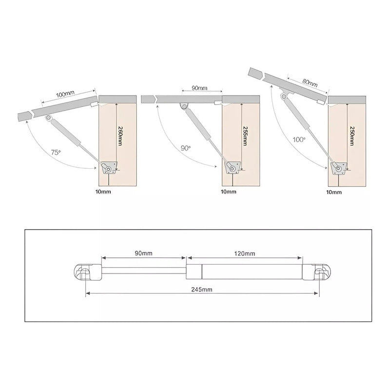 Piston Neumatico Eoland Brazo Hidraulico Bombin 120n Cierre Suave Puerta Apertura Hacia Arriba Pistón Amortiguador Para Muebles Gabinetes Bombin Mueble