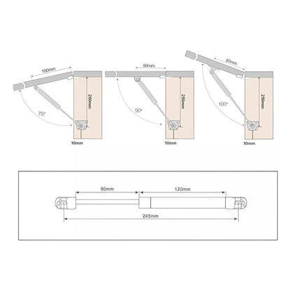 Piston Neumatico Eoland Brazo Hidraulico Bombin 120n Cierre Suave Puerta Apertura Hacia Arriba Pistón Amortiguador Para Muebles Gabinetes Bombin Mueble