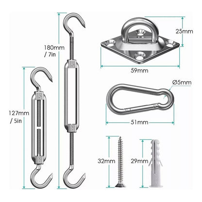 Kit Anclaje Para Toldo Vela Ganchos De Acero Inoxidable