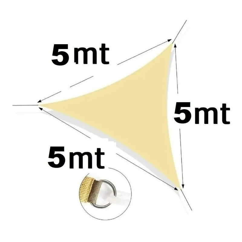 Pack X2 Vela Sombra 5mx5m Toldos Malla Sombra Triangular