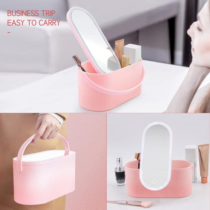 Cosmetiquero Con Espejo Led Organizador Cosmetico Maquillaje