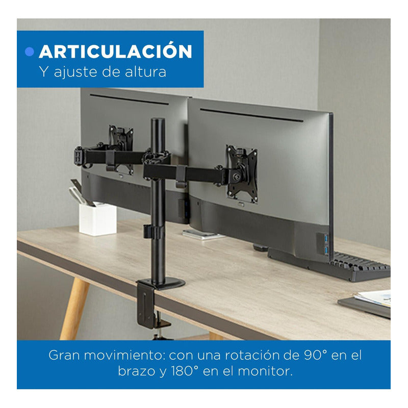 Soporte Monitor Escritorio Horizontal Doble Brazo Elevador