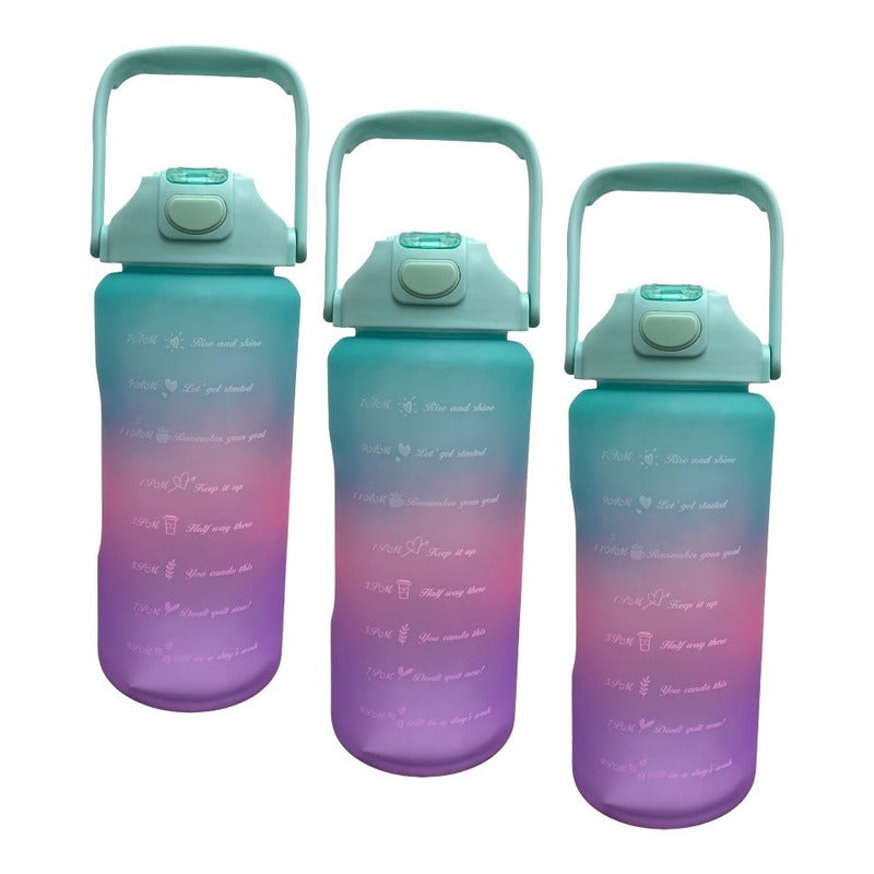 X3 Botella Deportiva Termo Agua 2 Lt Botellas Motivacionales