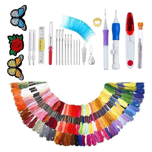 Kit Aguja Magica Set De Bordado Crochet Hilo De Bordar 187pz