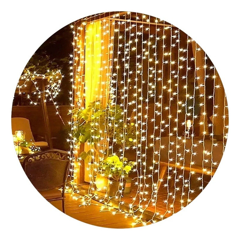 Cortina De Luces Navidad 3x2 Mts 320 Led Amarillas Cascada