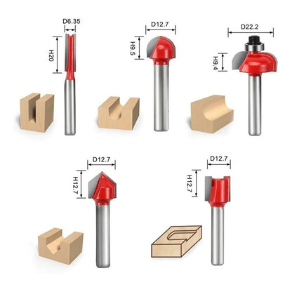 Set 15 Fresas Madera Toma 1/4 Router Fresa Carpinteria Broca