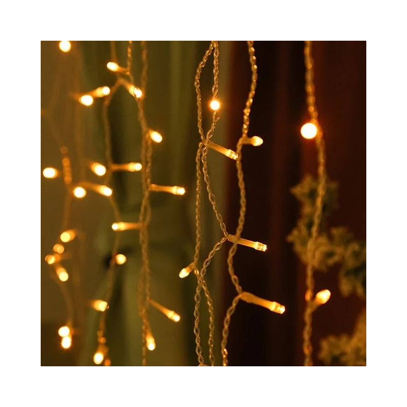 Cortina De Luces Navidad 3x2 Mts 320 Led Amarillas Cascada