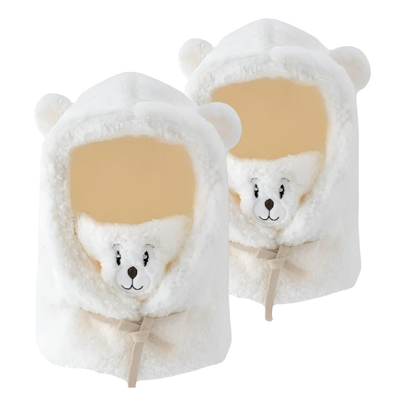 Pack X2 Gorros Con Cuello Felpa Cuellos Bufanda Gorro Oso