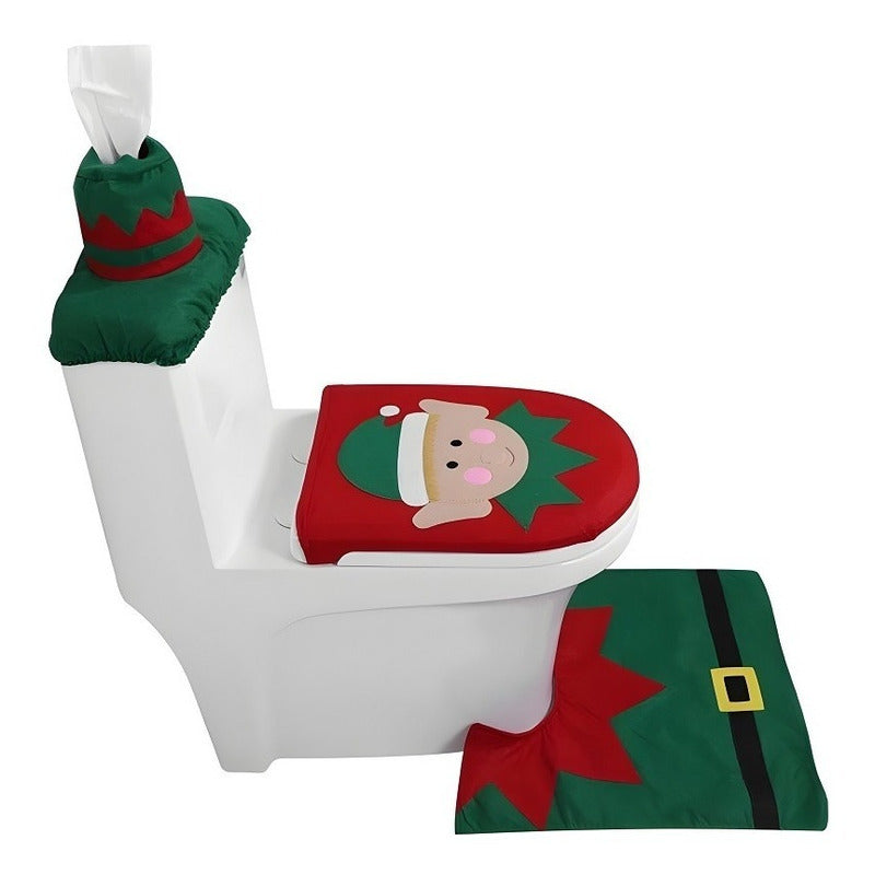 Set Fundas De Navidad Baño Decoracion Navideña Juego De Baño