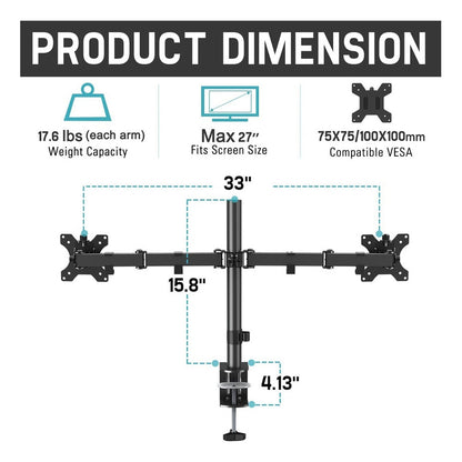 Soporte Para 1 O 2 Monitores  (10  - 27 )  Soporte Doble, 2 Brazos Escritorio Monitor