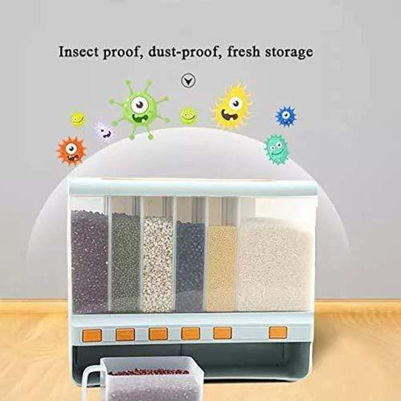 Dispensador Cereales Organizador De Cocina Granos 6 Espacios