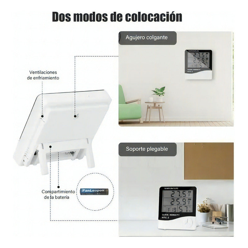 Termometro Htc-2 Termohigrómetro Digital Higrometro Reloj