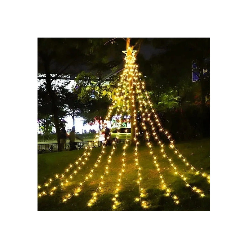 Luces Cascada Arbol Navidad Guirnalda Luz Navidad Solar Led