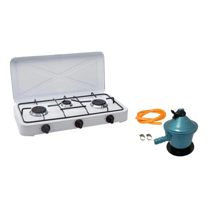 Cocina Encimera Gas 3 Quemadores + Kit Regulador De Gas