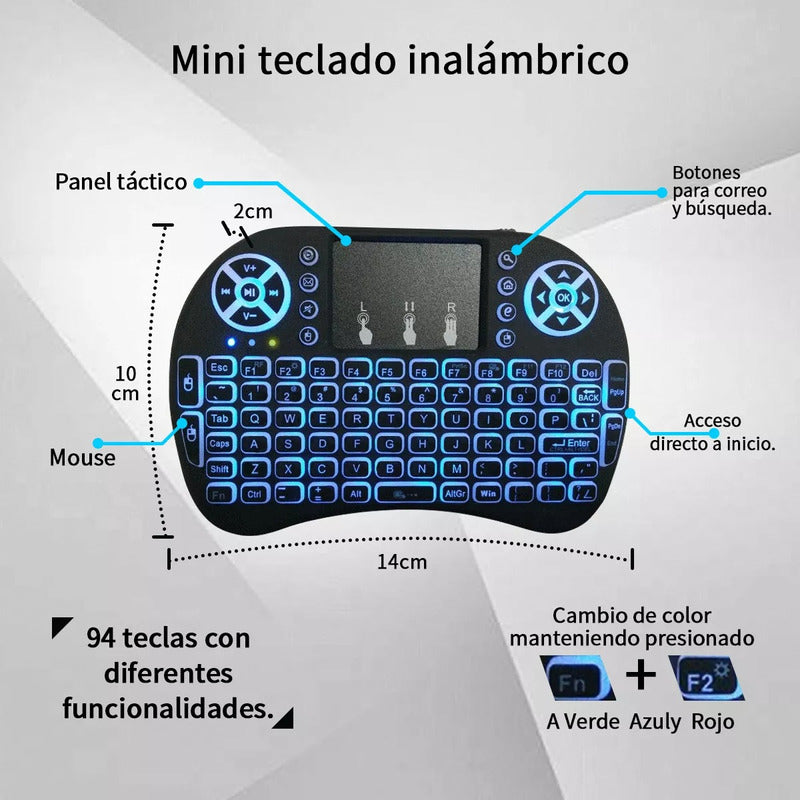 Control Remoto Inalambrico Mini Teclado Touchpad Smart Tv