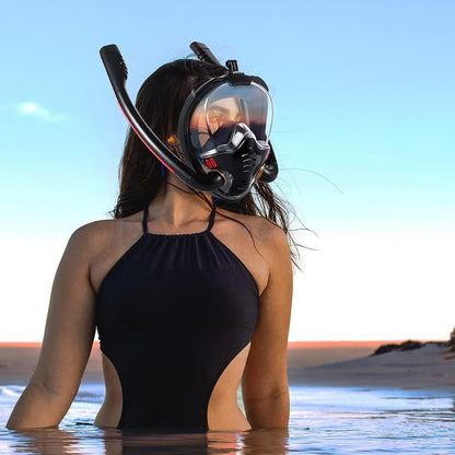 Mascara Snorkel De Buceo Doble Con Soporte Gopro Talla L Xl Color Negro