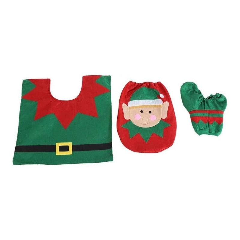 Set Fundas De Navidad Baño Decoracion Navideña Juego De Baño