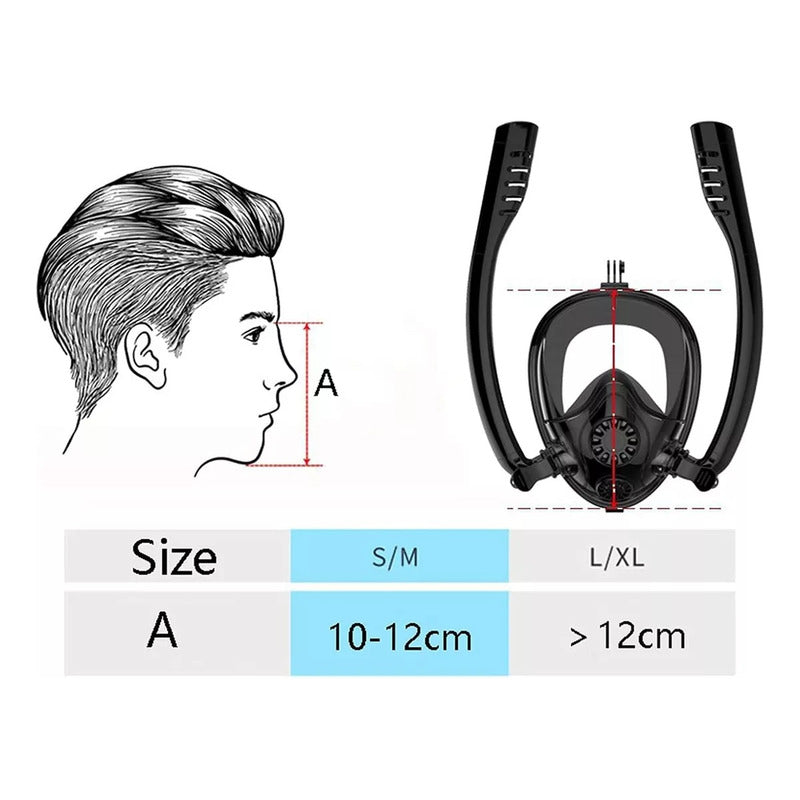 Mascara De Buceo Doble Snorkel Buceo Con Soporte Antiniebla