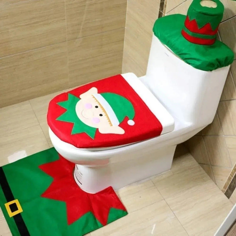 Set Fundas De Navidad Baño Decoracion Navideña Juego De Baño