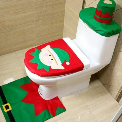 Set Fundas De Navidad Baño Decoracion Navideña Juego De Baño