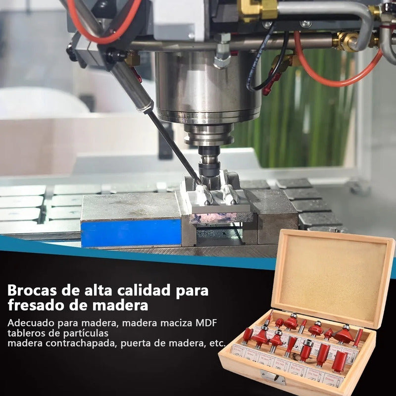 Set 15 Fresas Madera Toma 1/4 Router Fresa Carpinteria Broca