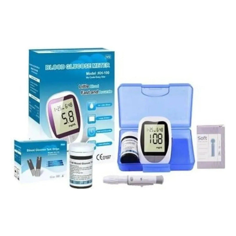 Medidor De Glicemia Glucometro Digital +50 Tiras Reactivas Y Lancetas, Color Blanco