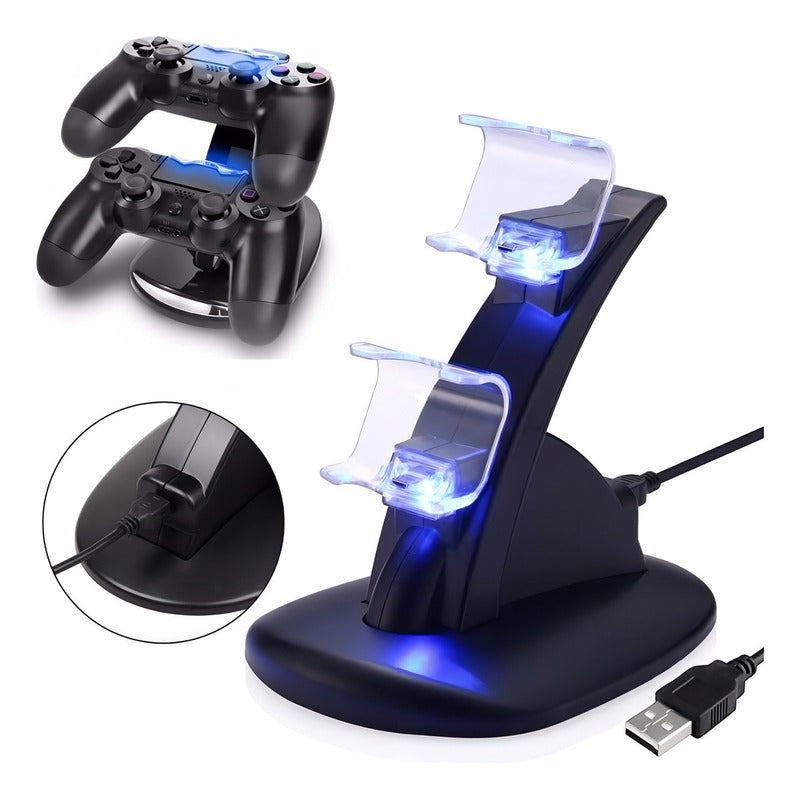 Base Soporte Cargador Doble 2 Para Joystick Ps4