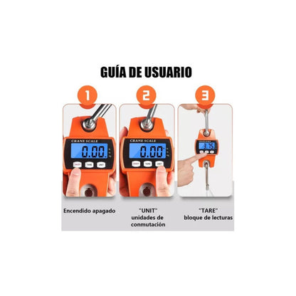 Balanza Colgante Gancho Digital Portátil 300kg Kilo Libra Color Naranja