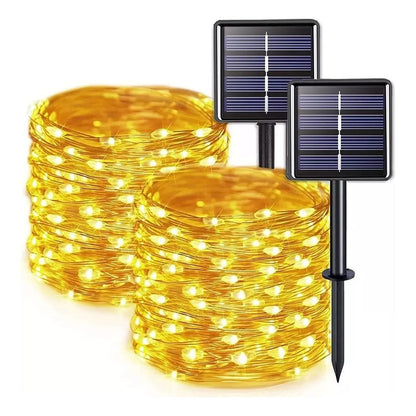 Pack 2x Luces Guirnalda Hada Solar Alambre 200 Led 20 Metros