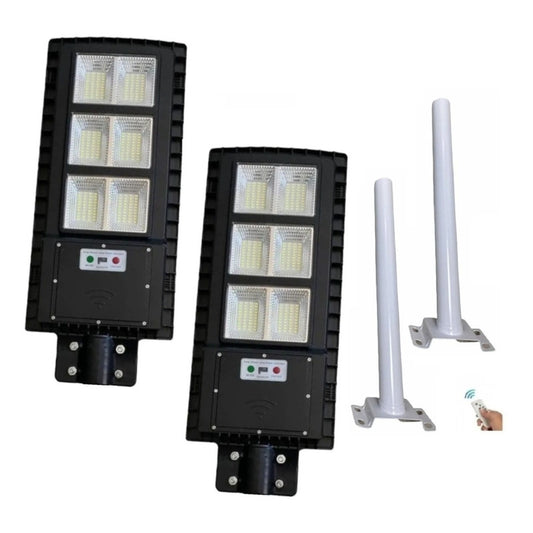 Pack X2 Foco Led Solar 200w Poste Exterior Panel Iluminacion