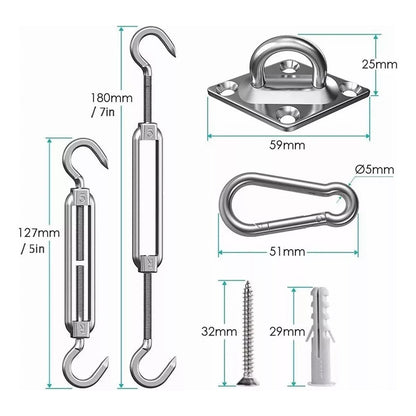 Kit Anclaje Para Toldo Vela Ganchos De Acero Inoxidable 304