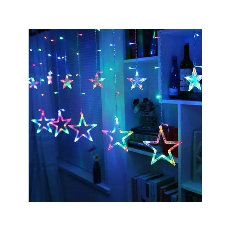 Cortina De Luces Cascada Estrella Multicolor Arriba Y Abajo Cortina Led Guirnalda Luces Decorativas Led Qatarshop Luces Led Navidad Adorno Terraza