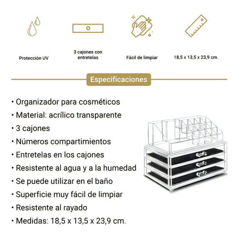 Organizador Acrilico Maquillaje Espejo Para Maquillaje Acril