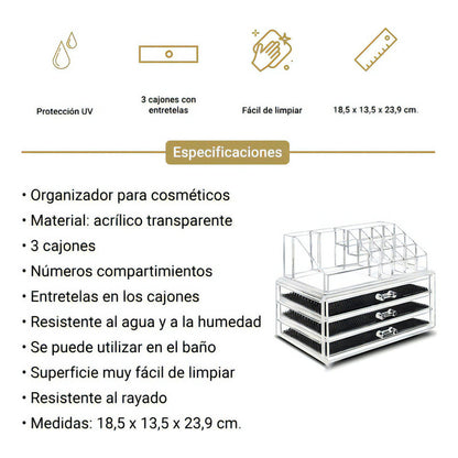 Organizador Acrilico Maquillaje Espejo Para Maquillaje Acril