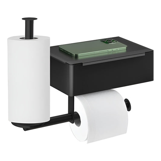 Dispensador Rollo Papel Higienico Porta Confort Baño Negro