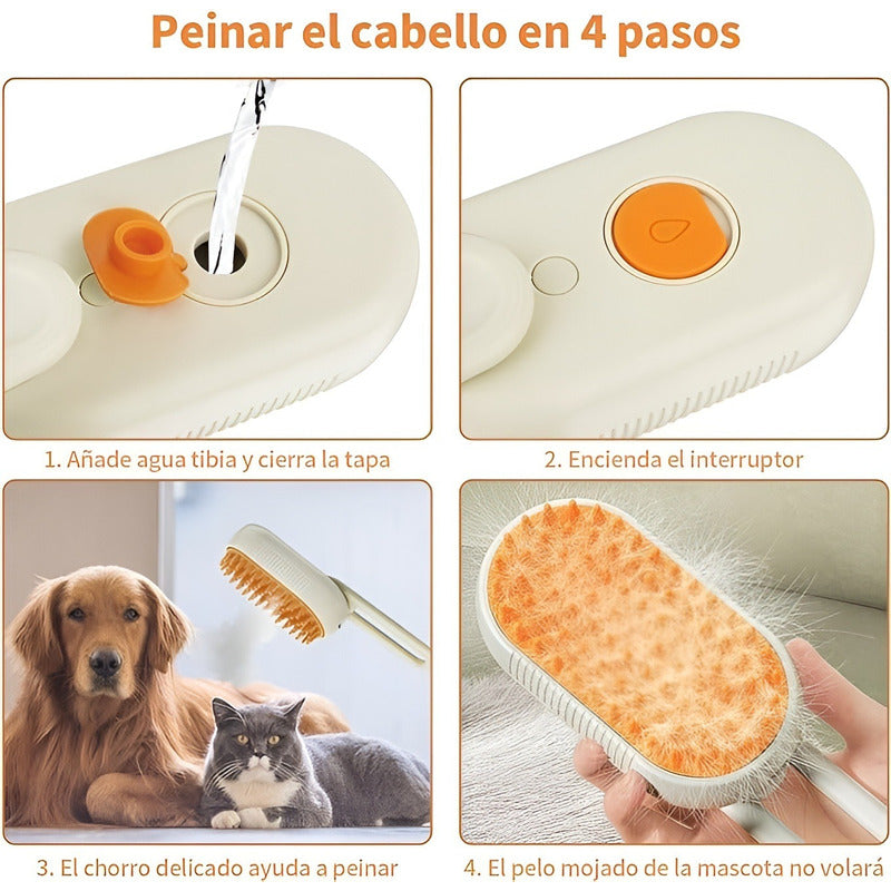 Cepillo A Vapor Para Gatos Mascotas Ducha 3 En 1 Perros