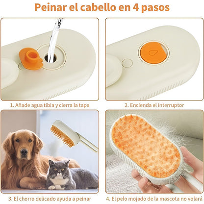 Cepillo A Vapor Para Gatos Mascotas Ducha 3 En 1 Perros