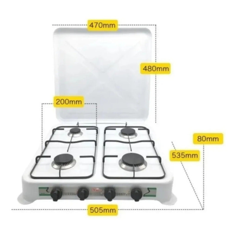 Cocina Encimera Gas 4 Quemadores + Kit Regulador De Gas