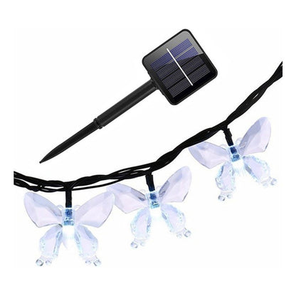 Luz Decorativa Mariposa 4m Guirnaldas Solares Jardin Solar