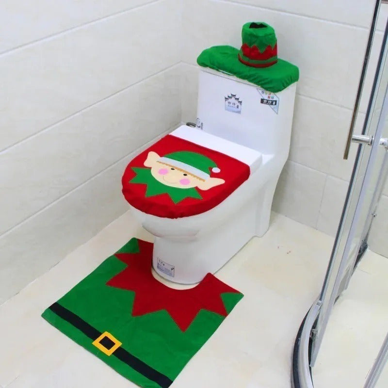 Set Fundas Baño Decoracion Cosas De Navidad Viejito Pascuero