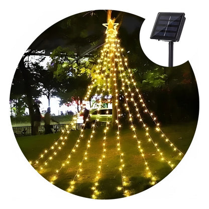 Luces Cascada Arbol Navidad Guirnalda Luz Navidad Solar Led