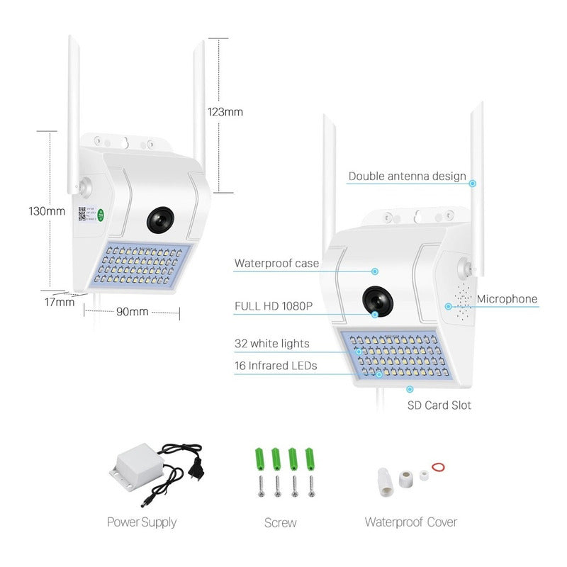 Foco Camara Exterior Wifi Camaras Seguridad Vigilancia 1469