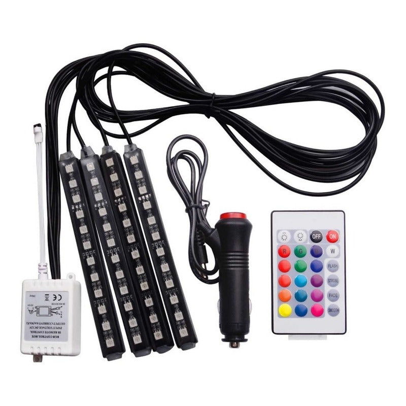 Tiras Led Auto Interior Rgb Car Floor Iluminacion 48led 7010