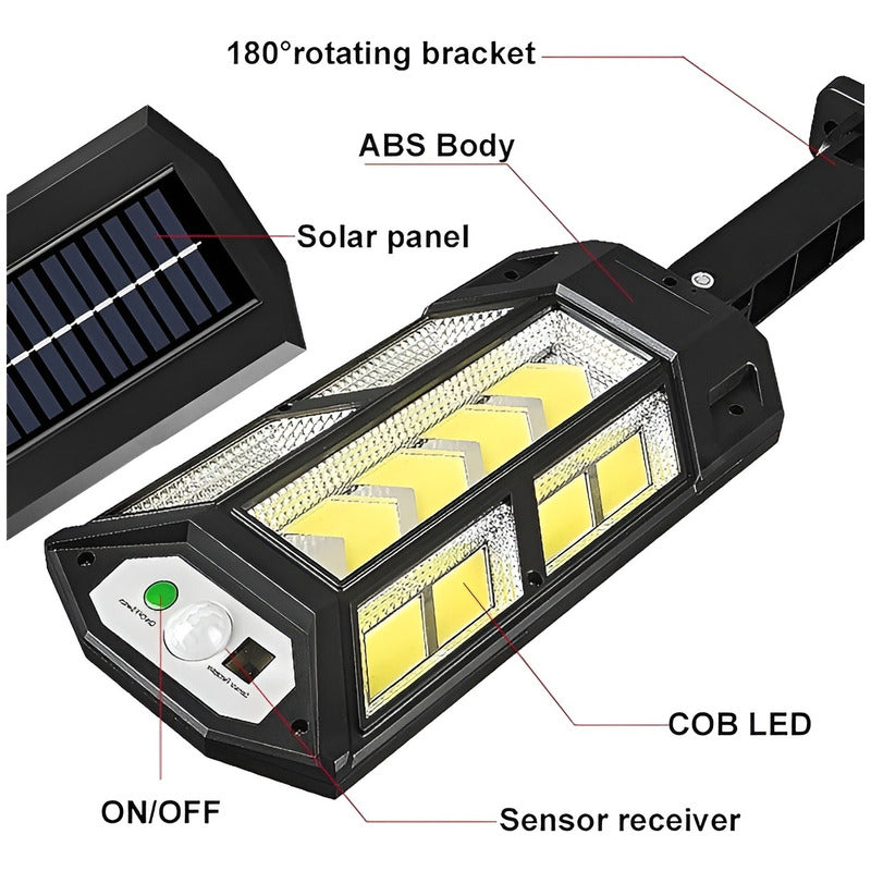 Foco Led Solar Exterior Con Sensor Movimiento Focos Luz 25w