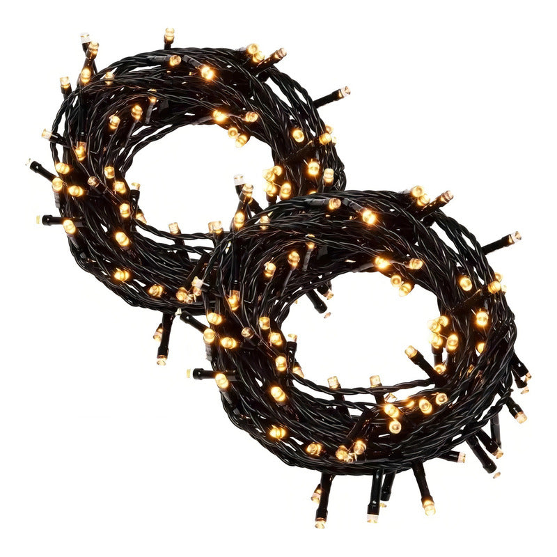 Pack X2 Luces Led Arbol Navidad 100 Led 9m Guirnalda Navidad Color De Las Luces Amarillo