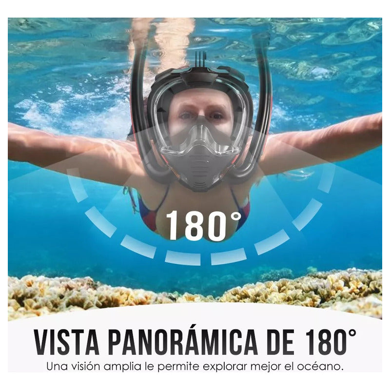 Mascara De Buceo Doble Snorkel Buceo Con Soporte Antiniebla