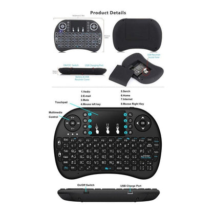 Mini Teclado Inalambricos Usb Pc Smart Tv Touchpad Led 3006